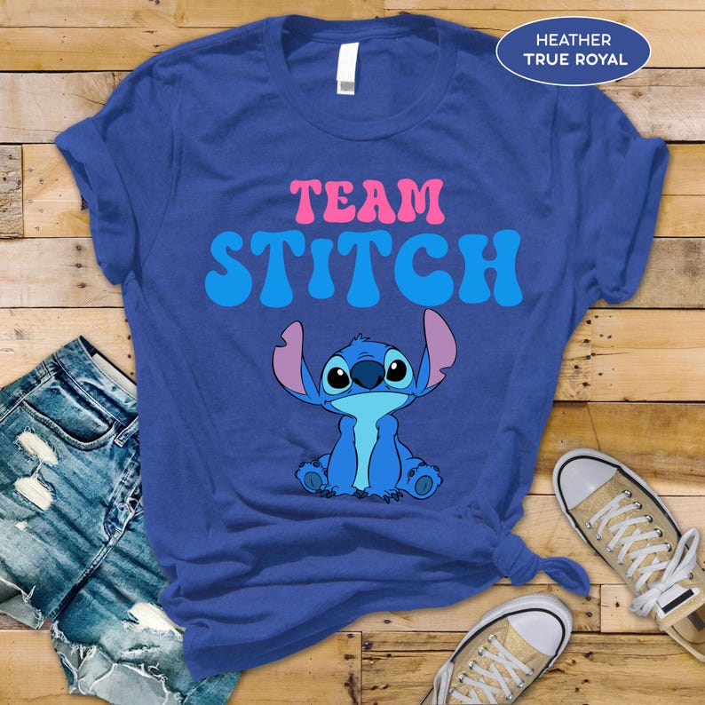 Custom Stitch Gender Reveal Shirt– Disney Baby Shower Tee– Pink or Blue Family Loves You– Cute Pregnancy Announcement Shirt–Team Boy or Girl