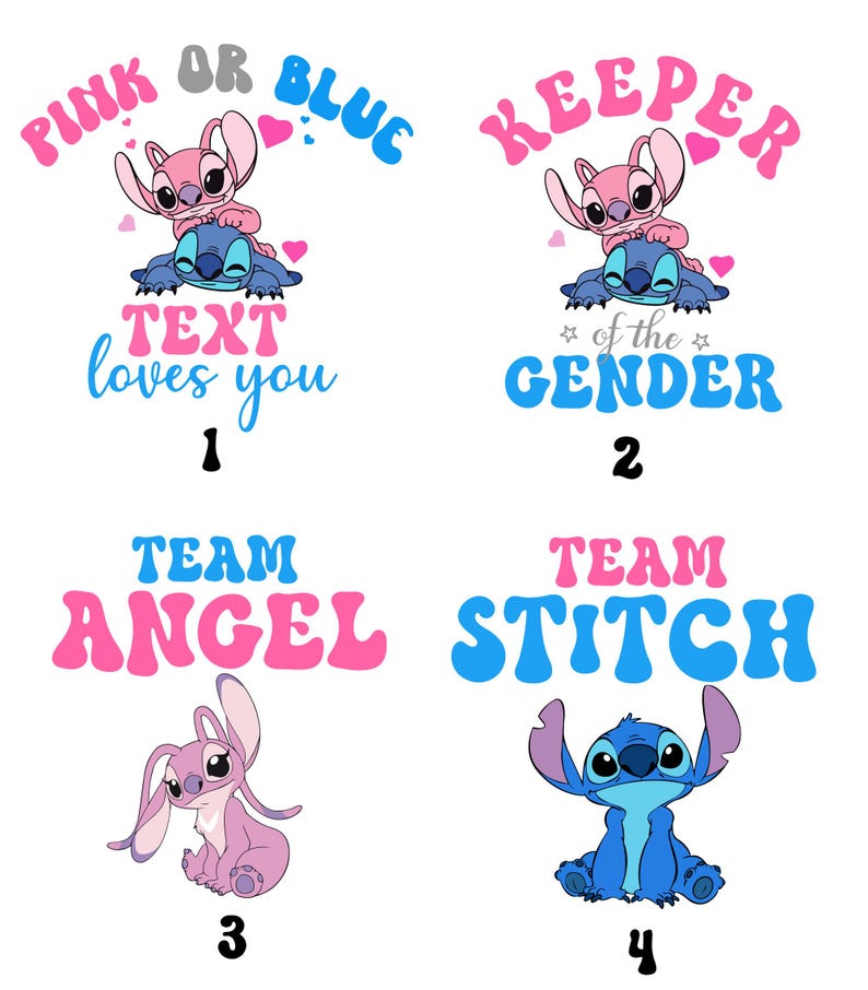 Custom Stitch Gender Reveal Shirt– Disney Baby Shower Tee– Pink or Blue Family Loves You– Cute Pregnancy Announcement Shirt–Team Boy or Girl