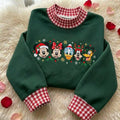 Mickey and Friends Christmas Embroidered Sweatshirt, Disney Gingham Mock Neck Sweater, Minnie Donald Goofy Pluto Christmas Vacation Shirt