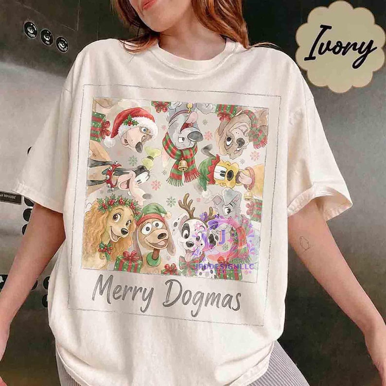 Comfort Colors Disney Dogs Merry Dogmas T-shirt, Pluto Disney Puppy Christmas Tee, Disney Pet Lovers Shirt, Lady Tramp Xmas, Family Gifts