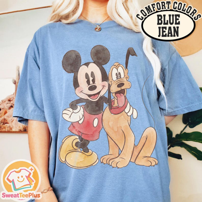 Comfort Colors Mickey & Friends Shirt, Retro Mickey and Pluto Tee, Family Vacation Matching Shirts, Disney Trip Gift Tee, Mouse Family Shirt