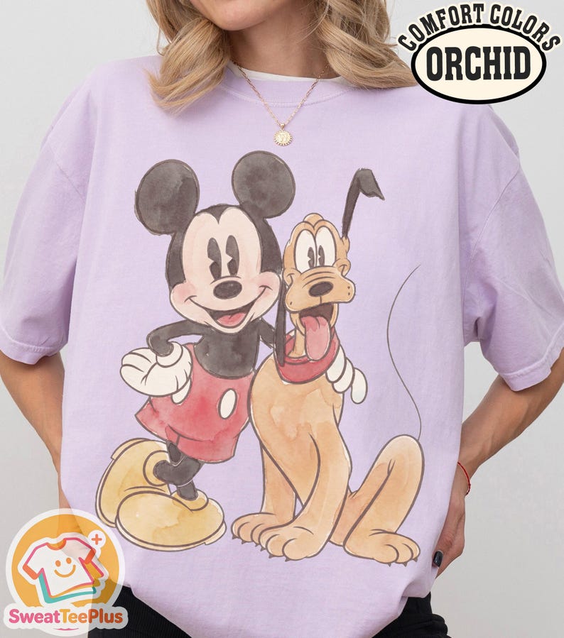 Comfort Colors Mickey & Friends Shirt, Retro Mickey and Pluto Tee, Family Vacation Matching Shirts, Disney Trip Gift Tee, Mouse Family Shirt