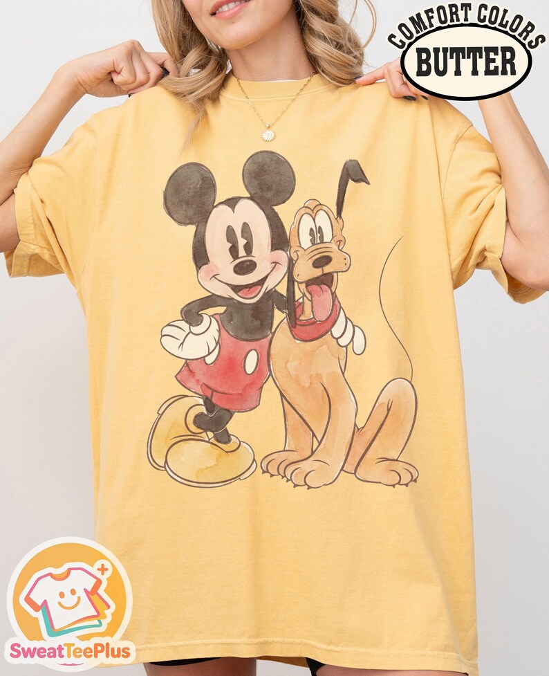 Comfort Colors Mickey & Friends Shirt, Retro Mickey and Pluto Tee, Family Vacation Matching Shirts, Disney Trip Gift Tee, Mouse Family Shirt