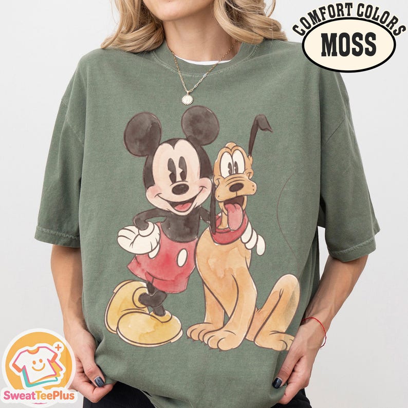 Comfort Colors Mickey & Friends Shirt, Retro Mickey and Pluto Tee, Family Vacation Matching Shirts, Disney Trip Gift Tee, Mouse Family Shirt