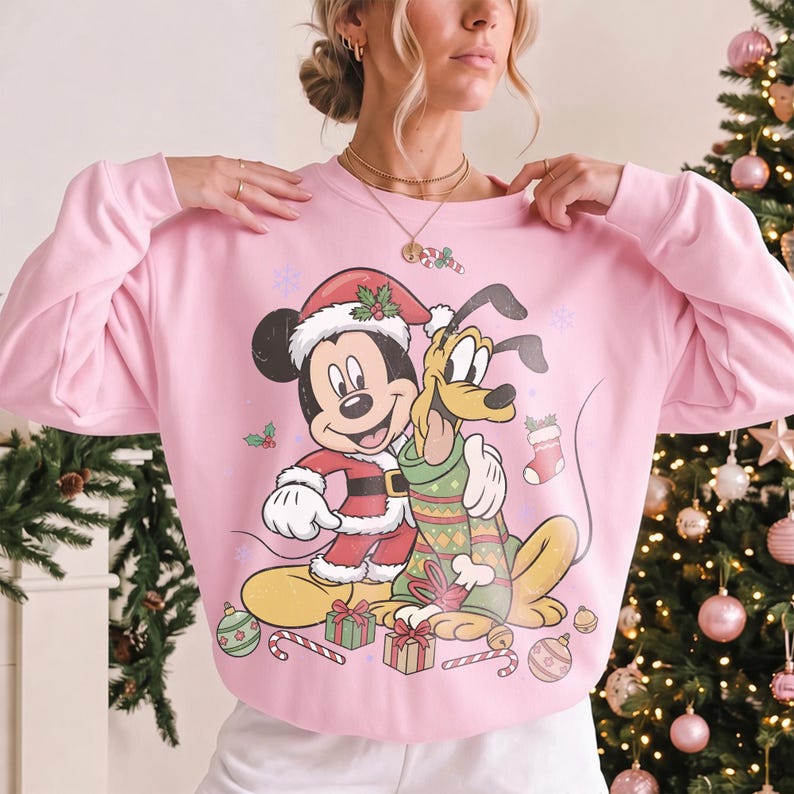 Mickey Pluto Christmas Shirt, Retro Disney Best Friends Holiday Shirt, Disneyland Family Matching Christmas Vacation Trip Shirt 2026