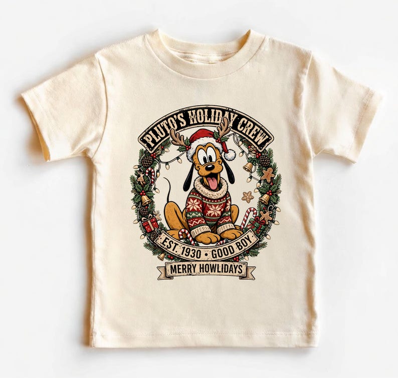Pluto Christmas Shirt, Disney Holiday Crew T-shirt, Vintage Disney Xmas Sweatshirt, Retro Merry Howlidays Dog Mom Shirt