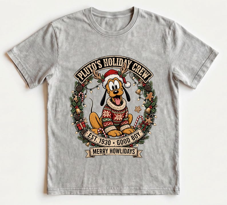 Pluto Christmas Shirt, Disney Holiday Crew T-shirt, Vintage Disney Xmas Sweatshirt, Retro Merry Howlidays Dog Mom Shirt