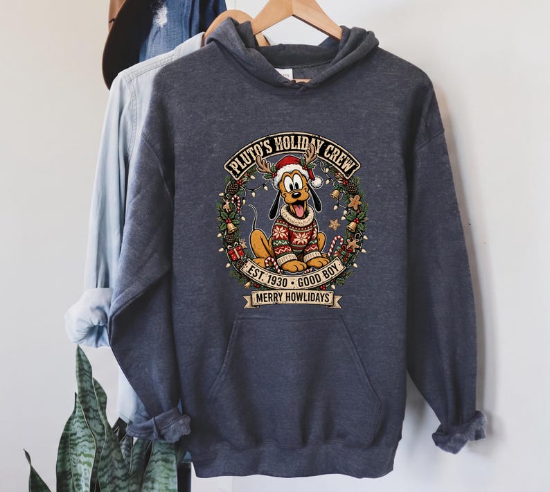 Pluto Christmas Shirt, Disney Holiday Crew T-shirt, Vintage Disney Xmas Sweatshirt, Retro Merry Howlidays Dog Mom Shirt