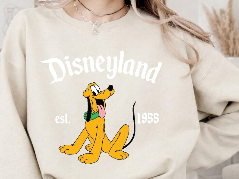 Vintage Disneyland Pluto Sweatshirt, Retro 1955 Est. Crewneck