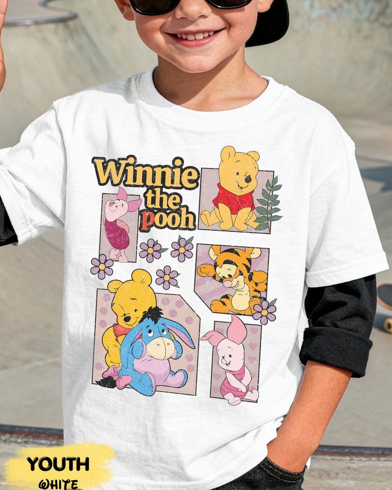 Vintage Pooh Boxy Tee, Pooh Bear Shirt, Magic Kingdom Family Vacation 2026 T-Shirt, WDW Disneyland Trip Shirt