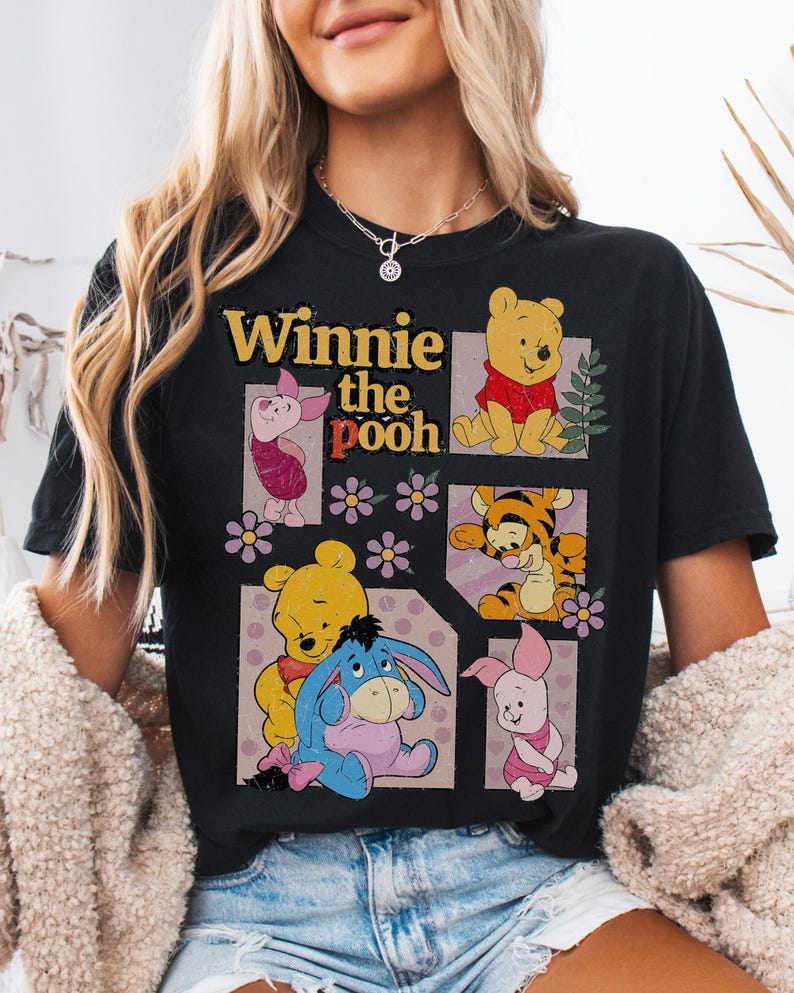 Vintage Pooh Boxy Tee, Pooh Bear Shirt, Magic Kingdom Family Vacation 2026 T-Shirt, WDW Disneyland Trip Shirt