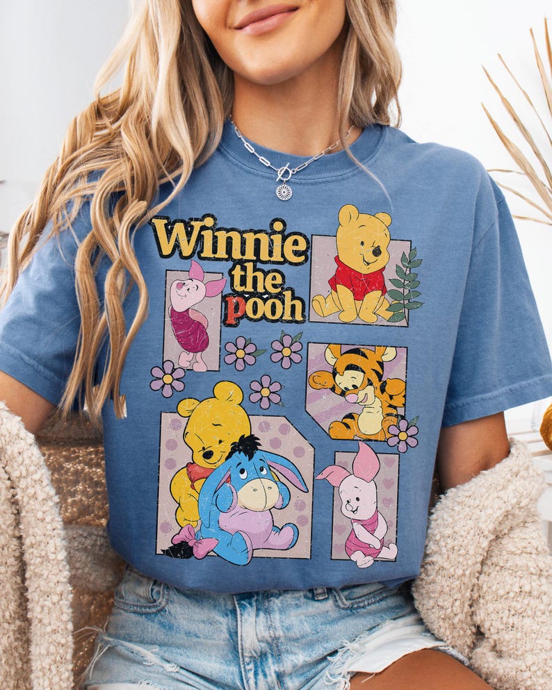 Vintage Pooh Boxy Tee, Pooh Bear Shirt, Magic Kingdom Family Vacation 2026 T-Shirt, WDW Disneyland Trip Shirt