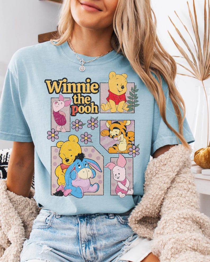 Vintage Pooh Boxy Tee, Pooh Bear Shirt, Magic Kingdom Family Vacation 2026 T-Shirt, WDW Disneyland Trip Shirt
