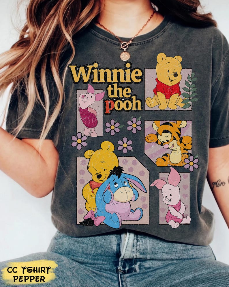 Vintage Pooh Boxy Tee, Pooh Bear Shirt, Magic Kingdom Family Vacation 2026 T-Shirt, WDW Disneyland Trip Shirt