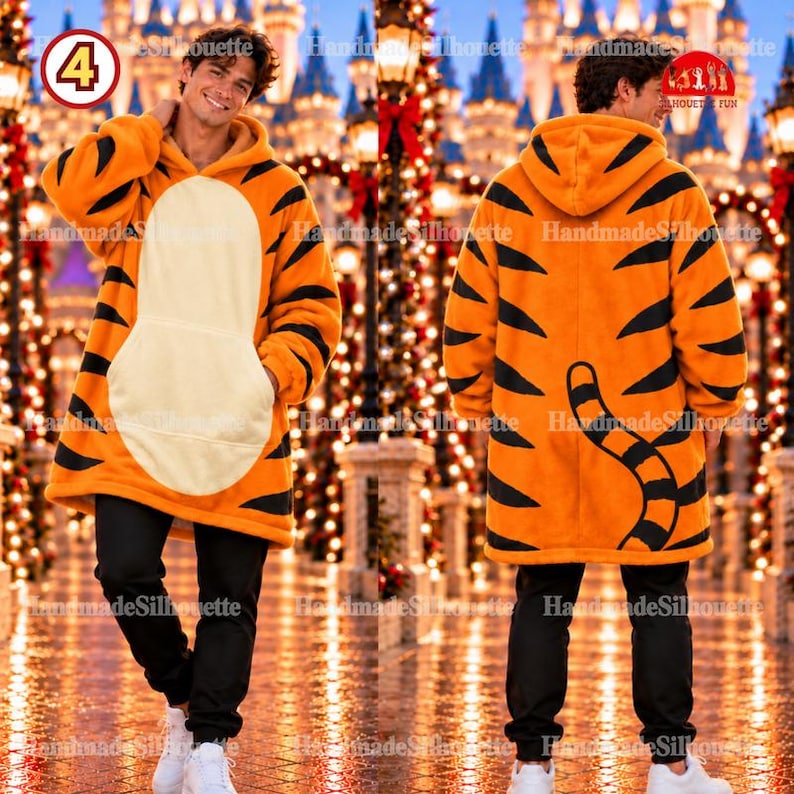 Winnie The Pooh Costume Oversized Blanket Hoodie, Pooh Piglet Tigger Eeyore Cosplay Matching Group, Funny Christmas Hoodie, Xmas Gift