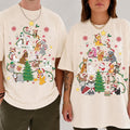 Disney Dogs Cats Group Christmas Tree Lights Comfort Color Shirt, Pluto Goofy Bolt Lady Figaro Marie Duchess Dogs Cats Christmas Trip Shirt