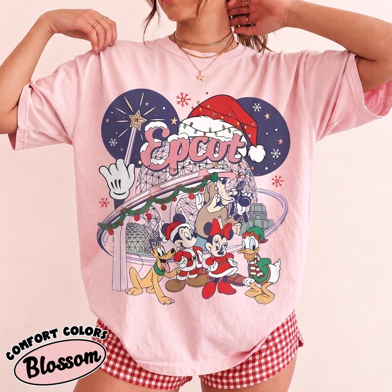 Disney Epcot Christmas Shirt, Mickey Minnie Holiday Tee, Goofy Donald Pluto Xmas Comfort Colors, Disney World Christmas Vacation Gift