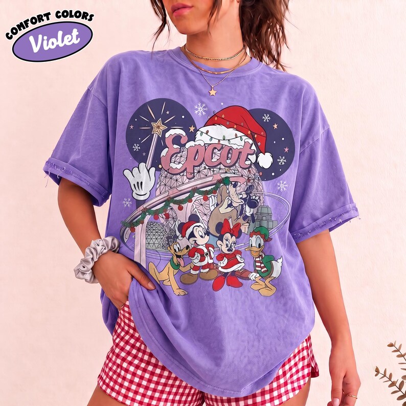 Disney Epcot Christmas Shirt, Mickey Minnie Holiday Tee, Goofy Donald Pluto Xmas Comfort Colors, Disney World Christmas Vacation Gift