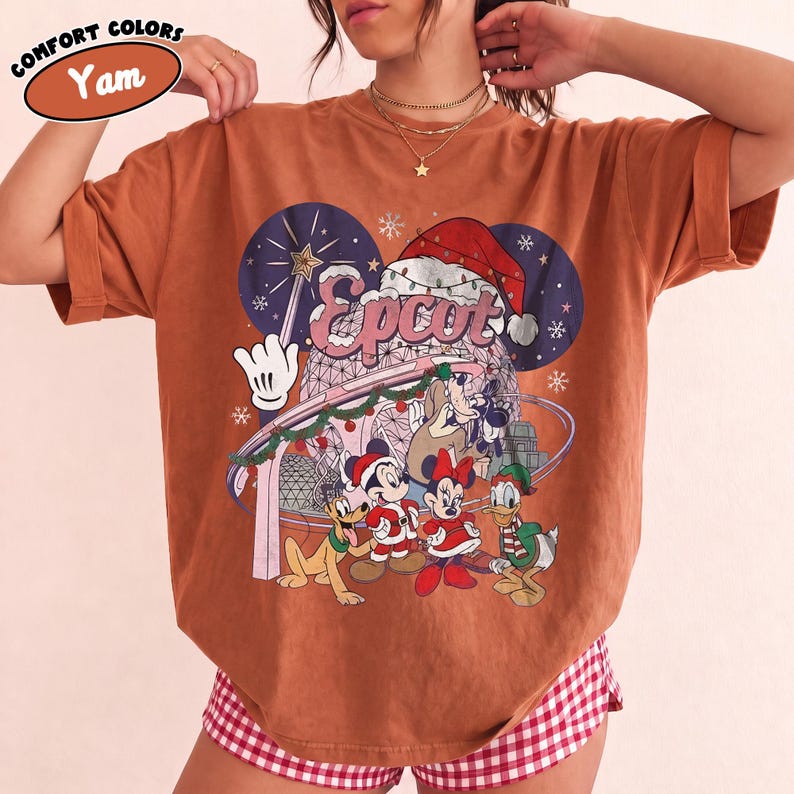 Disney Epcot Christmas Shirt, Mickey Minnie Holiday Tee, Goofy Donald Pluto Xmas Comfort Colors, Disney World Christmas Vacation Gift