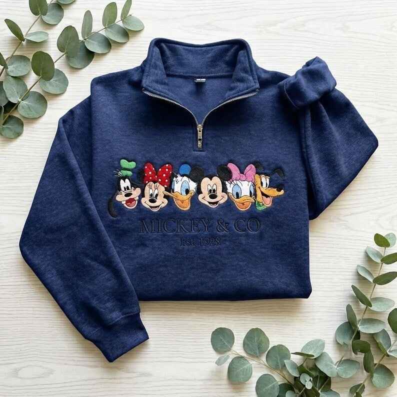 EMBROIDERED Mickey and Friends Sweatshirt, Disney Characters Pullover, Mickey Minnie Donald Daisy Goofy Pluto Shirt,Family Disney Trip Shirt
