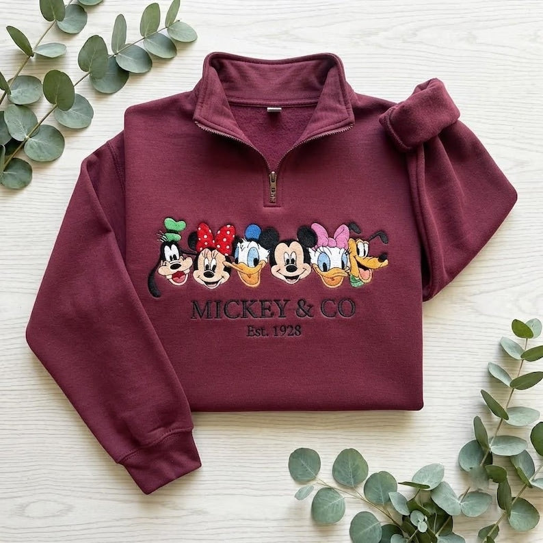 EMBROIDERED Mickey and Friends Sweatshirt, Disney Characters Pullover, Mickey Minnie Donald Daisy Goofy Pluto Shirt,Family Disney Trip Shirt