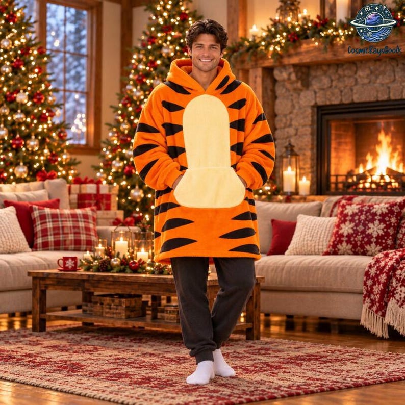 Pooh Bear Blanket Hoodie, Pooh Piglet Tigger Eeyore Matching Group Costume, Halloween Cosplay Outfit, Holiday Sleepwear Set