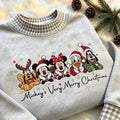 Disney Mickey's Very Merry Christmas Embroidered Sweatshirt, Mickey Minnie Pluto Donald Goofy Gingham Mock Neck Crewneck, Family Xmas Trip