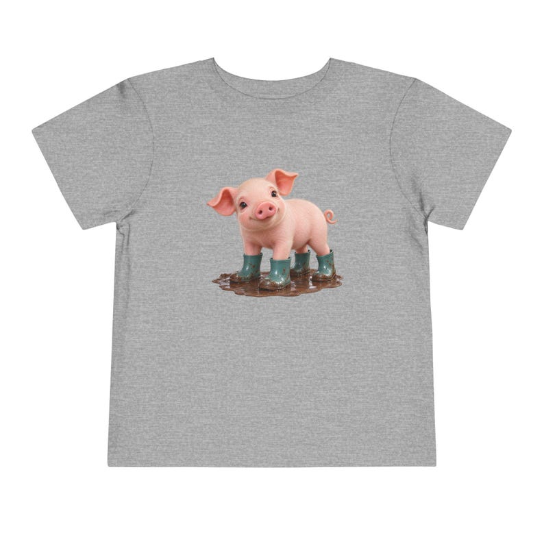 Cute Piglet Mud Puddle Toddler Short Sleeve Tee