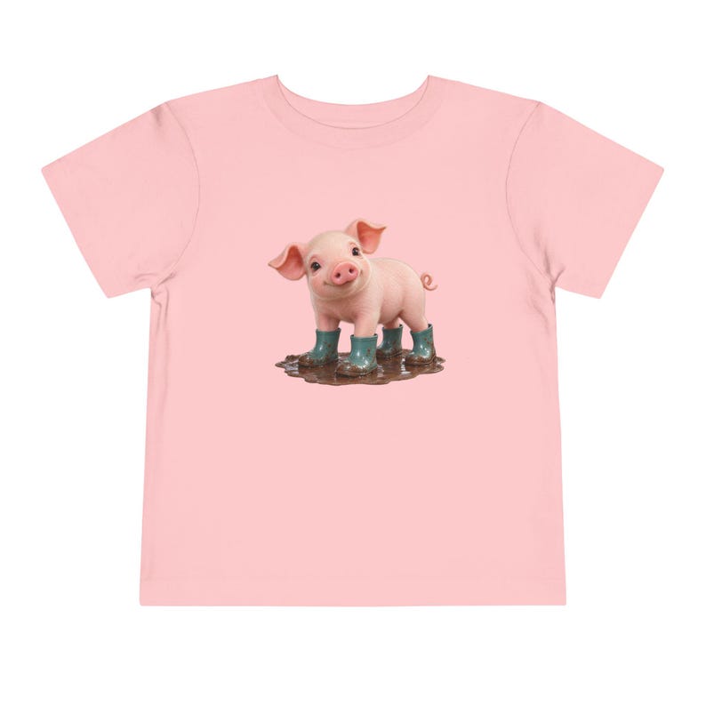 Cute Piglet Mud Puddle Toddler Short Sleeve Tee
