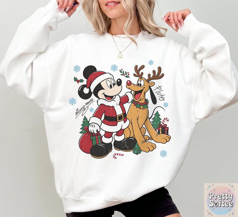 Retro Mickey And Pluto Christmas Shirt, Comfort Colors Santa Mickey Design Tee, Mickey Very Merry Christmas Party 2026 Shirt, DisneyLand Tee