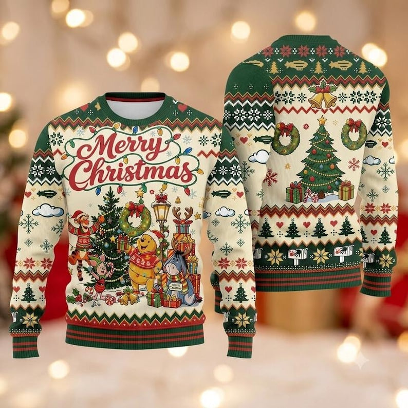 Winnie The Pooh Ugly Christmas Sweater, Tigger Piglet product image 1
