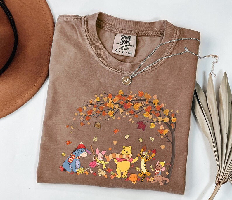 Comfort Colors Retro Disney Winnie The Pooh Autumn Fall Vibes Shirt, Pooh and Friends, Pooh Tigger Eeyore Piglet Fall Season Sweatshirt