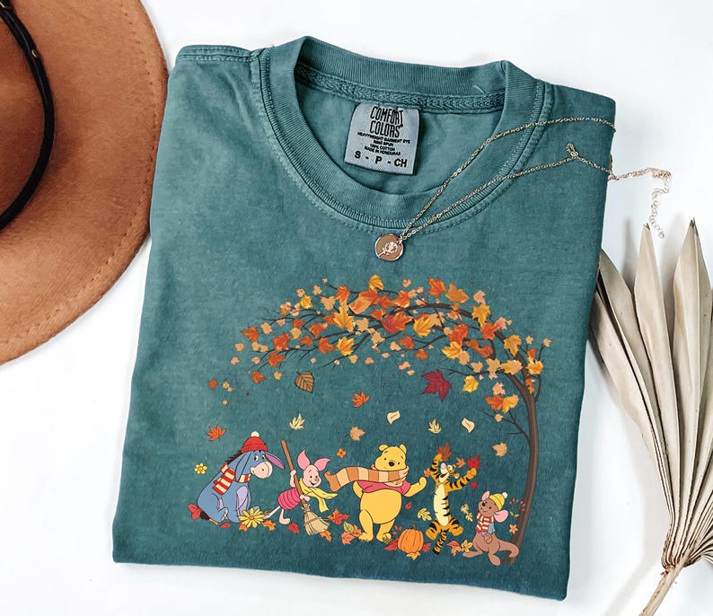 Comfort Colors Retro Disney Winnie The Pooh Autumn Fall Vibes Shirt, Pooh and Friends, Pooh Tigger Eeyore Piglet Fall Season Sweatshirt