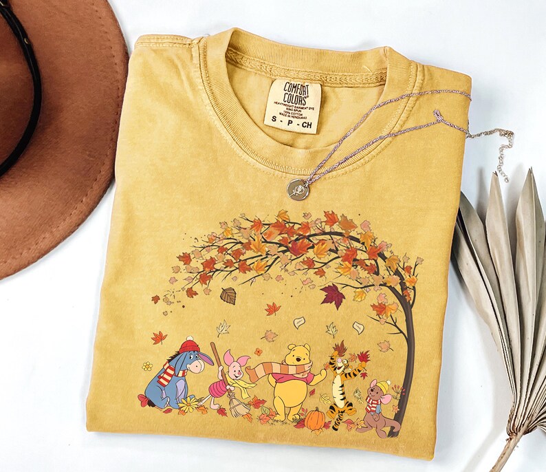 Comfort Colors Retro Disney Winnie The Pooh Autumn Fall Vibes Shirt, Pooh and Friends, Pooh Tigger Eeyore Piglet Fall Season Sweatshirt