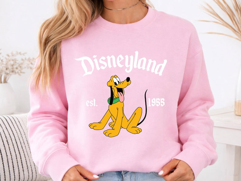 Vintage Disneyland Pluto Sweatshirt, Retro 1955 Est. Crewneck