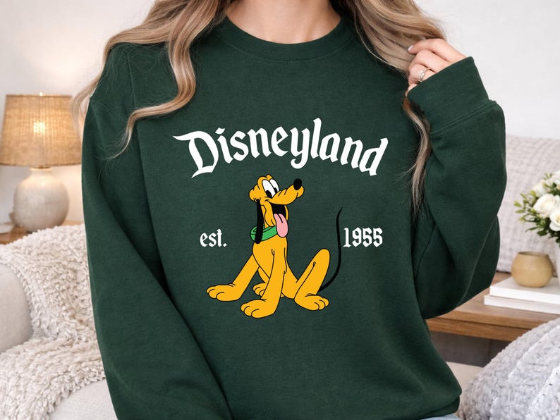 Vintage Disneyland Pluto Sweatshirt, Retro 1955 Est. Crewneck