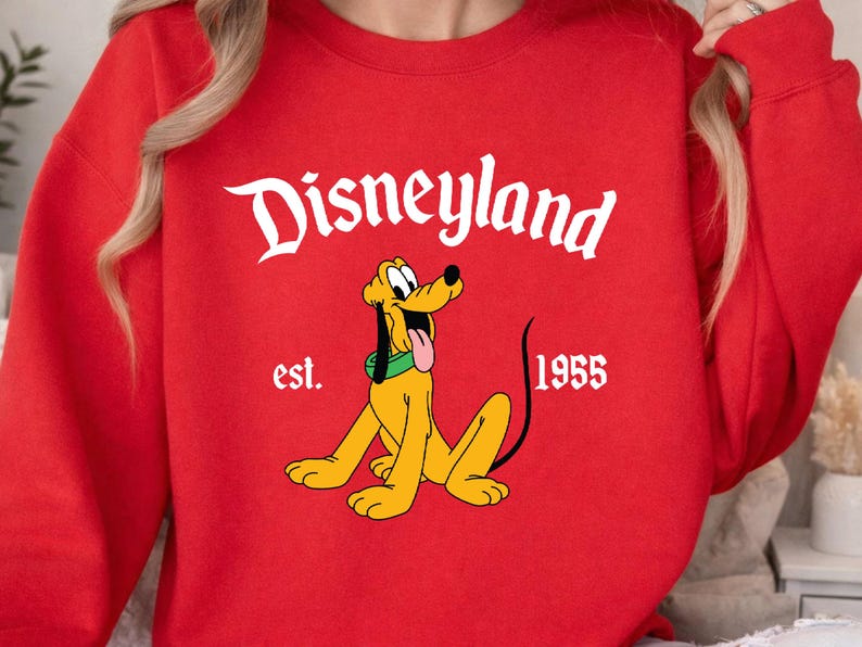 Vintage Disneyland Pluto Sweatshirt, Retro 1955 Est. Crewneck