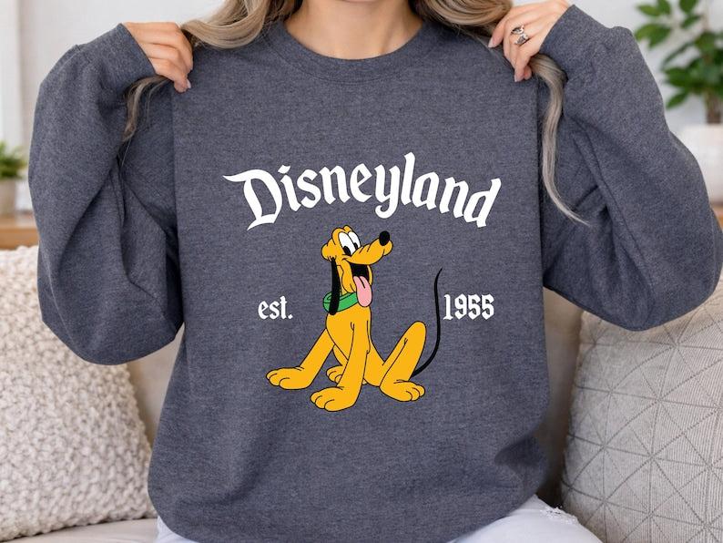 Vintage Disneyland Pluto Sweatshirt, Retro 1955 Est. Crewneck
