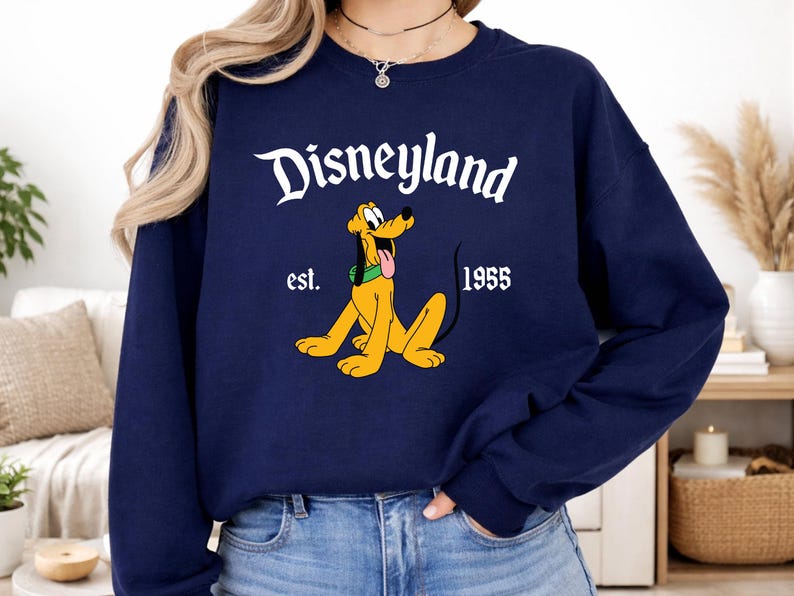 Vintage Disneyland Pluto Sweatshirt, Retro 1955 Est. Crewneck