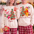 Piglet And Winnie The Pooh Christmas Sweatshirts, Disney Matching Holiday Sweater, Cute Pooh Bear Xmas Crewneck, Festive Couple Gift