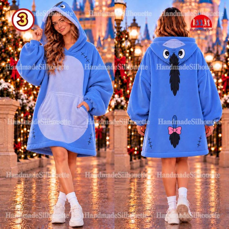 Winnie The Pooh Costume Oversized Blanket Hoodie, Pooh Piglet Tigger Eeyore Cosplay Matching Group, Funny Christmas Hoodie, Xmas Gift