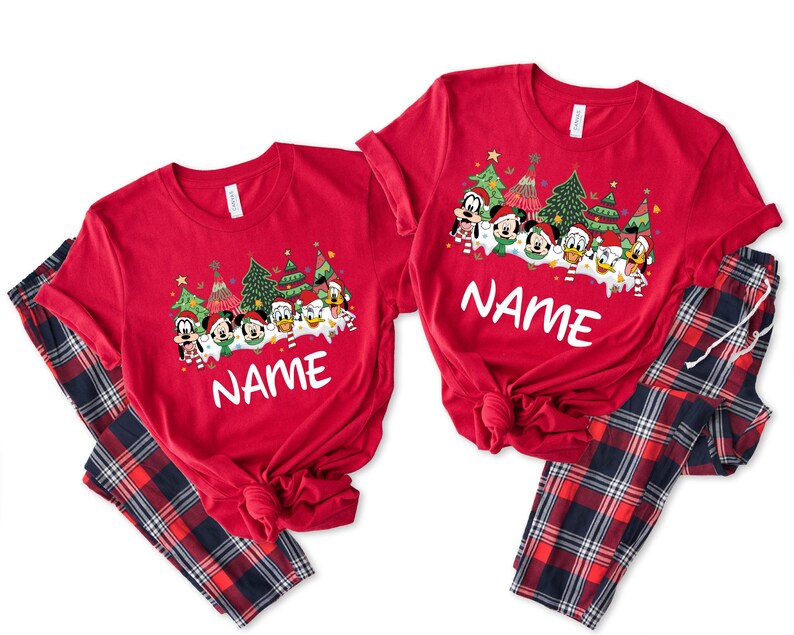 Christmas Disney Character Shirt, Personalized Name Tee, Custom Matching Family Shirts, Mickey Minnie Donald Daisy Goofy Pluto shirt