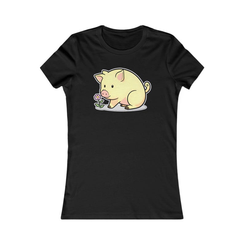 Piglet Shirt, Cute Women's Tee, Kawaii Animal Graphic Top, Lover Gift for Her