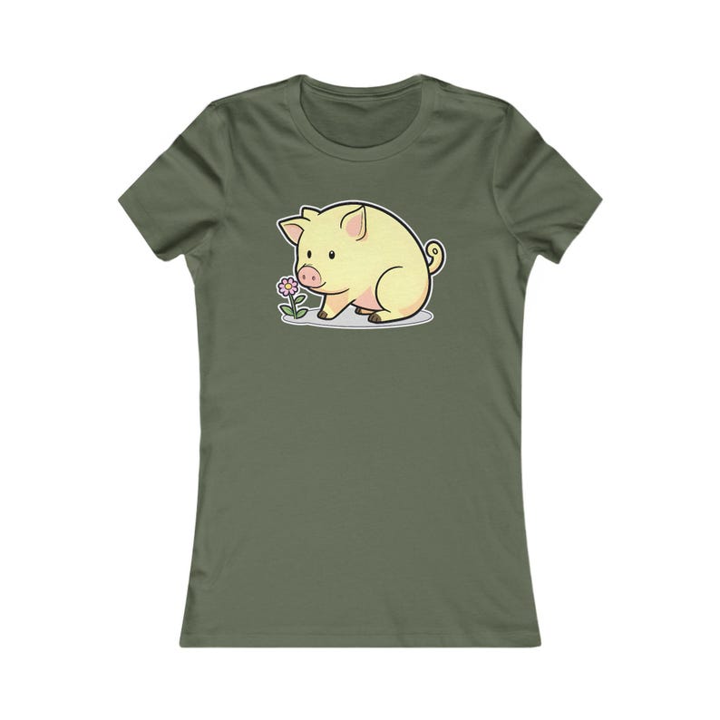 Piglet Shirt, Cute Women's Tee, Kawaii Animal Graphic Top, Lover Gift for Her