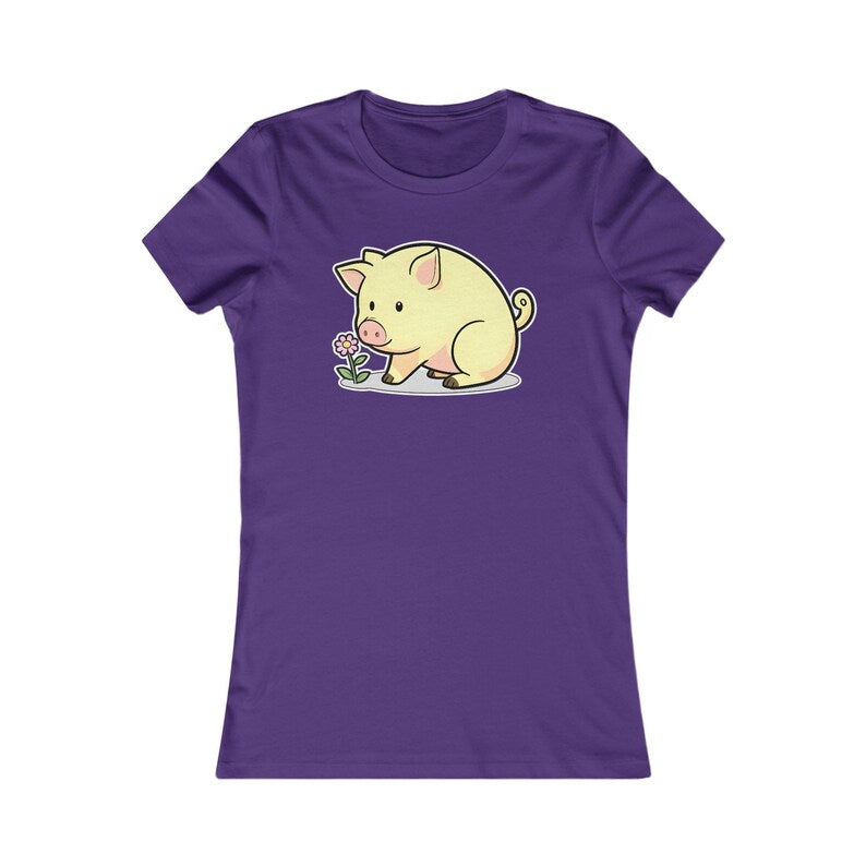 Piglet Shirt, Cute Women's Tee, Kawaii Animal Graphic Top, Lover Gift for Her