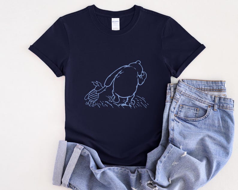 Winnie the Pooh and Piglet T-Shirt, Walking Friends Line Art