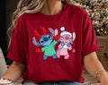 Stitch Christmas T-Shirt, Angel Stitch Holiday Tee, Disney Alien Xmas Tshirt, Cartoon Reindeer Antlers Shirt, Cute Winter Character Tee