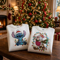 Embroidered Stitch & Piglet Christmas Sweatshirt, Disney Christmas Light Shirt, Winnie the Pooh Xmas Hoodie, Disney Shirt, Disneyland Outfit
