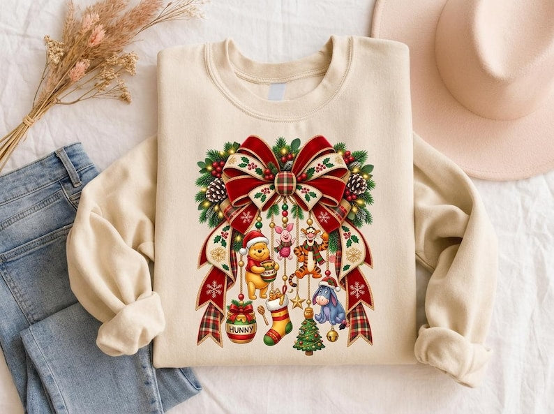 Winnie the Pooh Christmas Sweatshirt, Vintage Disney Holiday Crewneck, Pooh Piglet Tigger Eeyore Shirt, Magical Christmas Trip Jumper