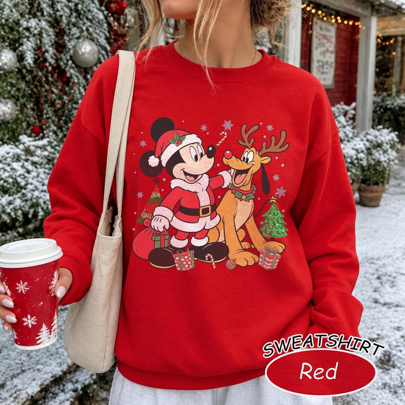 Retro Santa Mickey and Pluto Reindeer Christmas Comfort product image 8